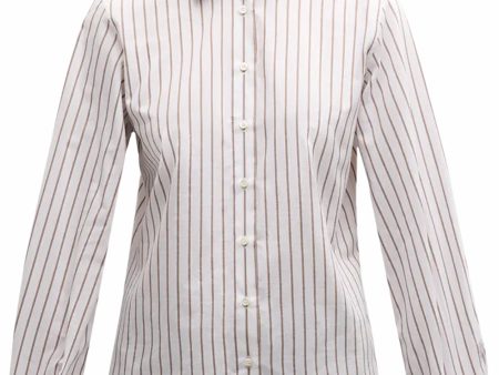 Bianco and Tabacco Stripe Button Up Shirt Sale