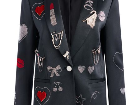 Black and Silver Embellished Ivan Blazer Online now