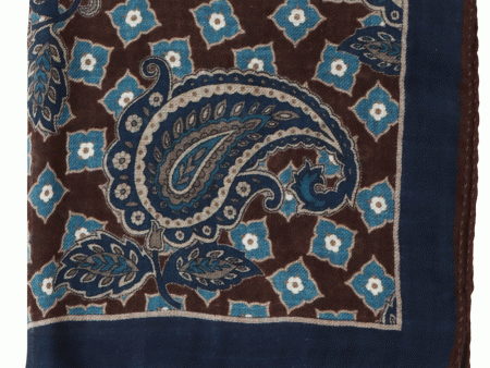 Brown and Blue Paisley Pocket Square Fashion