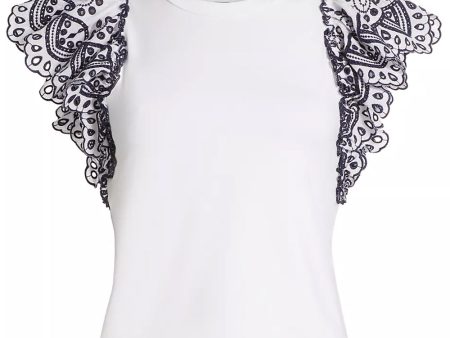 White and Navy Julianka Top Online Hot Sale