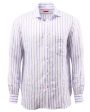 White and Blue Striped Sportshirt Fashion