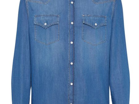 Blue Denim Western Sportshirt Fashion