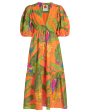 Orange Fresh Macaws Midi Dress For Cheap