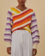 Sunset Stripe Crochet Criss Cross Sweater For Cheap