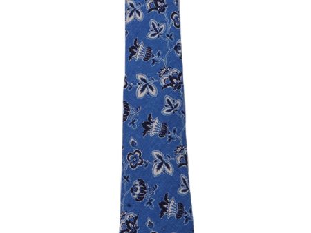 Blue Floral Silk Tie Discount