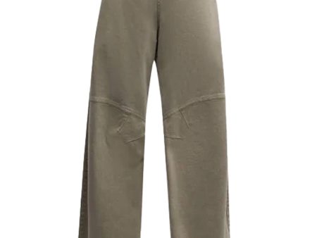 Ash Green Garment Dye Curved Jean For Sale