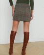 Tan and Teal Plaid Zander Button Mini Skirt For Discount