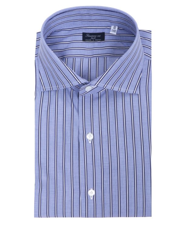 Blue and Navy Stripe Dress Shirt Online Hot Sale