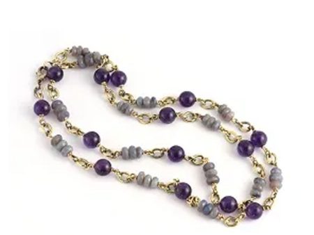 Amethysts and Opal Beaded Necklace For Cheap