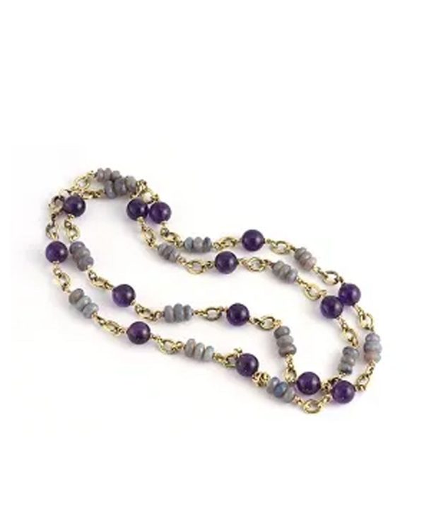 Amethysts and Opal Beaded Necklace For Cheap