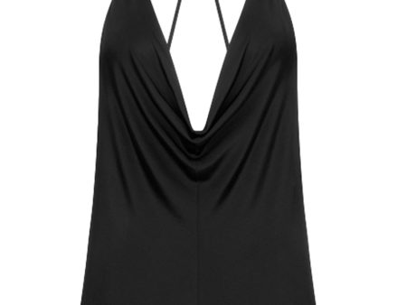 Black Jersey Cowl Neck Tank For Sale