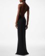 Black Sable Halter Neck Evening Dress For Cheap