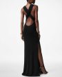 Black Jersey Sable Deep V Evening Dress For Discount