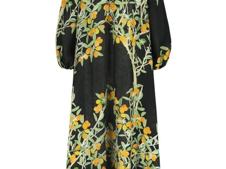 Black Kumquat Print Georgio Midi Dress Supply