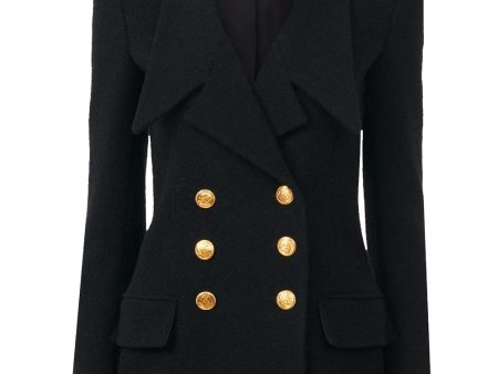 Black Blouclette Double Breasted Blazer Hot on Sale