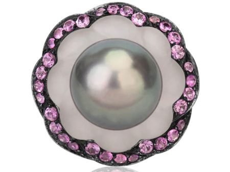 Tahitian Pearl and Pink Sapphire Ring Sale