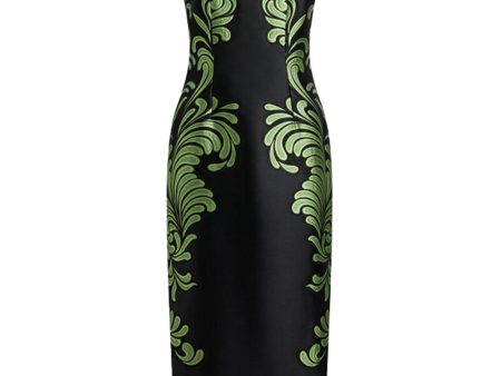 Black Jacquard Sleeveless Midi Dress For Cheap