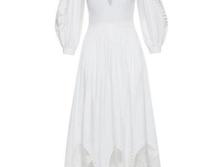 White Cactus Eyelet Balloon Sleeve Dress on Sale