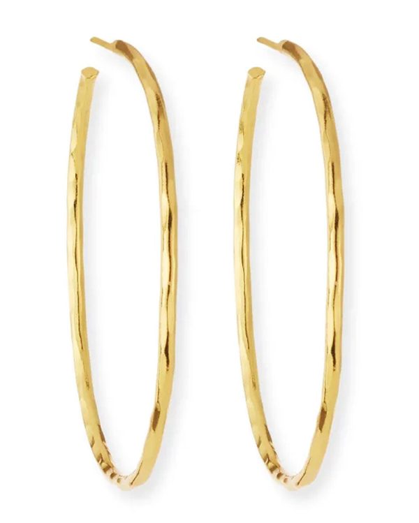 XL Hammered Gold Skinny Hoops Discount