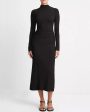 Black Ruched Turtleneck Dress For Sale