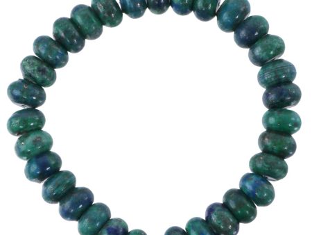 Azurite Rondelle and Pewter Beaded Bracelet Fashion