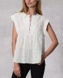 White Embroidered Gabby Top Cheap