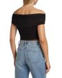 Black Isadola Folded Off Shoulder Ruched Top Discount