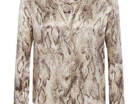 Tan Multi Snake Tyler Long Sleeve Blouse Online Hot Sale