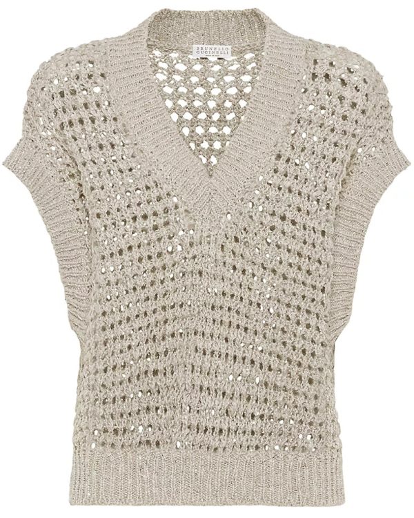 Wheat Diamond Net Knit Pullover Online Sale