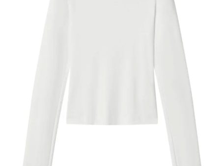 White Ari Cotton Rib Long Sleeve Tee on Sale