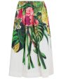 Acid Green Mystical Bloom Print Balloon Midi Skirt on Sale