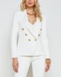 White and Gold Knit Kenzie Blazer Online Hot Sale