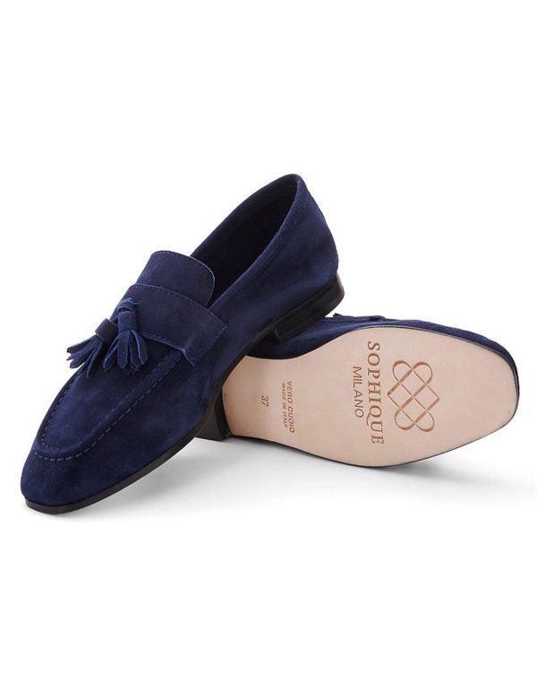 Trevi Tassel Loafer in Blue Ink Online now