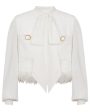 Blanc Fringe Tweed Lavalliere Jacket For Cheap