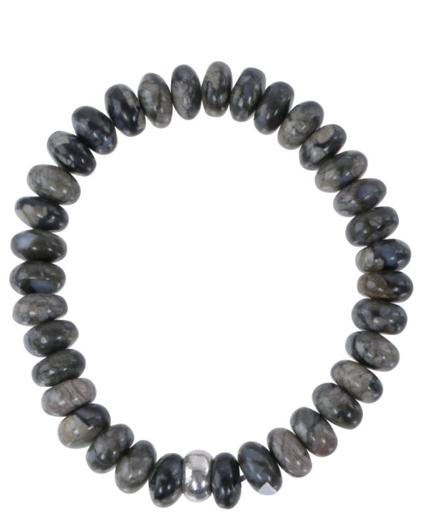 Black Opal and Pewter Beaded Bracelet Online Hot Sale