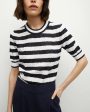 White and Navy Knit Lisbeth Top For Sale