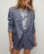 Blue Melange Linen Miller Dickey Jacket Hot on Sale