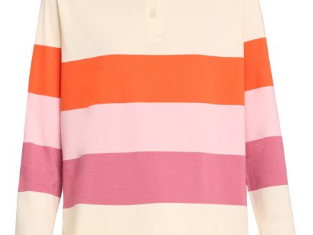 The Colorblock Rugby Shirt in Poppy Blush Raspberry Stripe Hot on Sale