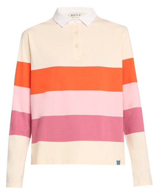 The Colorblock Rugby Shirt in Poppy Blush Raspberry Stripe Hot on Sale