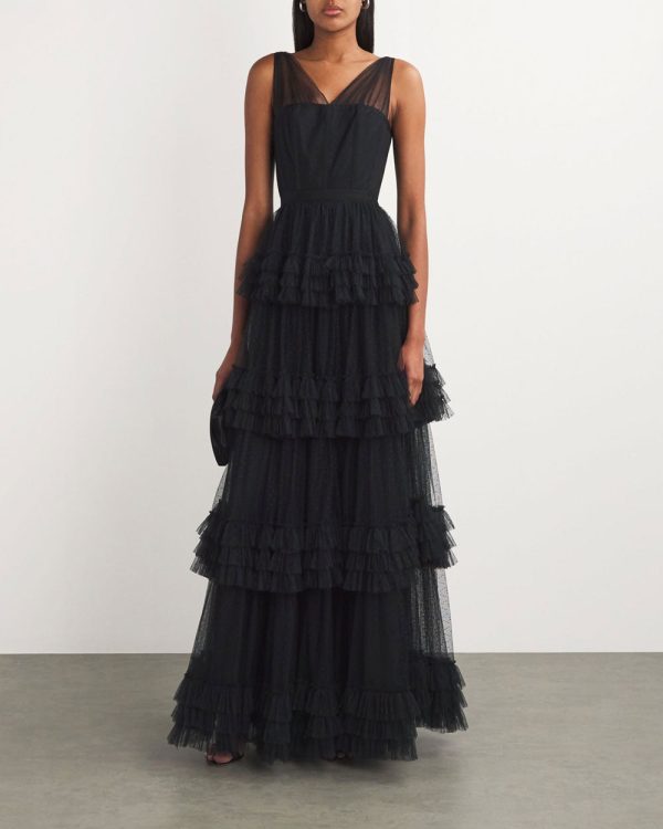 Black Tulle Caitlin Gown Online Hot Sale