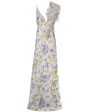 Blue Floral Natura Feather Slip Gown on Sale