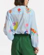 Blue Embroidered Button Front Felhi Shirt Supply