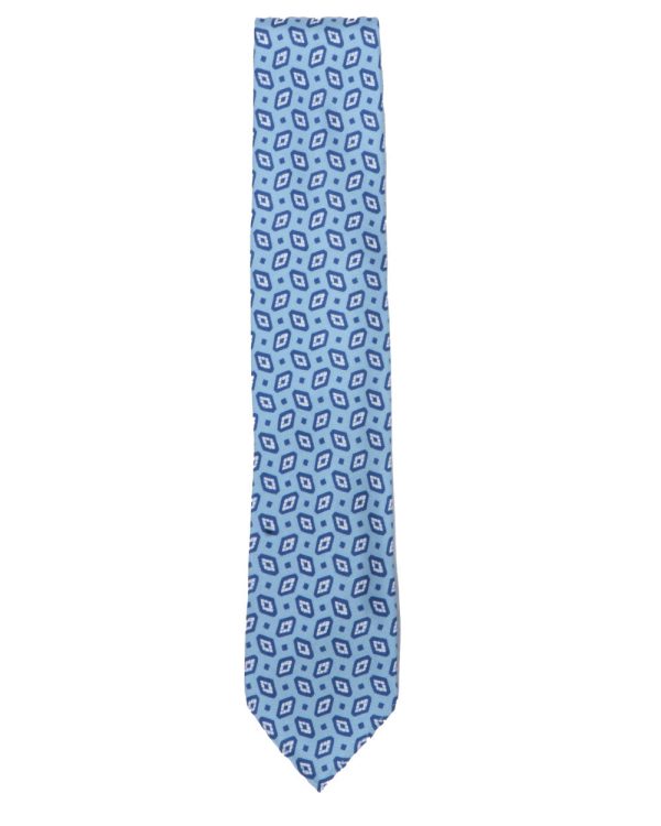 Blue Geo Motif Silk Tie Online Hot Sale