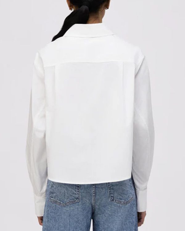 White Crop Renata Button Down Shirt Online Sale