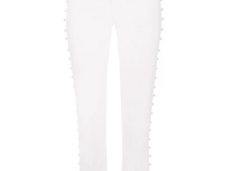 Amelia High Rise Pearl Embellished Jean in Ivory Online now