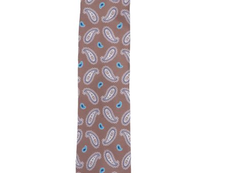 Tan Paisley Silk Tie Online Sale