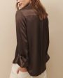 Turkish Coffee Silk Boyfriend Shirt Hot on Sale