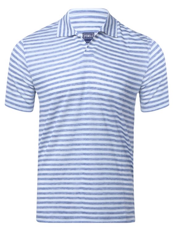 Blue and White Capri Stripe Polo Discount