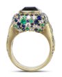 Blue Sapphire and Emerald Cocktail Ring Online Hot Sale