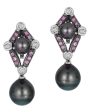 Tahitian Pearl and Pink Sapphire Drop Earrings Supply